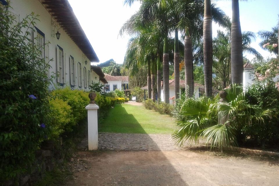Casa de fazenda com alameda de palmeiras, em Valença